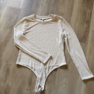 Francesca's Collections Textured Cream Bodysuit
